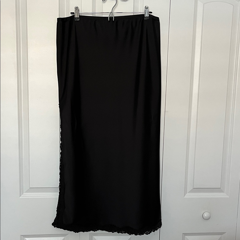 Wild Fable Satin Black Maxi Slit Skirt